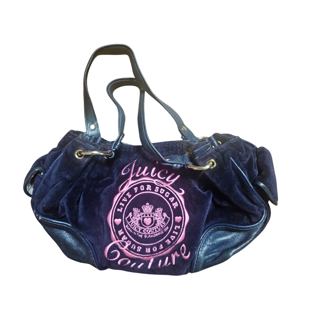 Juicy Couture Velour Live For Sugar Hobo Bag Pink Embroidery Retro Chic Y2K